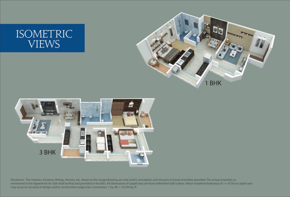 Konark Meadows Isometric 1bhk view